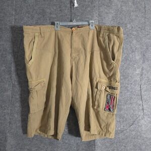 Coogi Australia 69 Cargo Shorts Tan Mens Size W50 Y2K VTG Logo Baggy Pockets